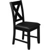 Seven Piece Black Wood Dining Set with Six Chairs
