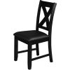 Seven Piece Black Wood Dining Set with Six Chairs