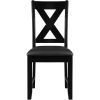 Seven Piece Black Wood Dining Set with Six Chairs