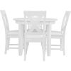 Five Piece White Wood Dining Set with Four Chairs