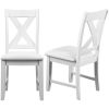 Five Piece White Wood Dining Set with Four Chairs