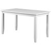 Seven Piece White Wood Dining Set with Six Chairs