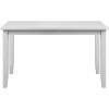 Seven Piece White Wood Dining Set with Six Chairs