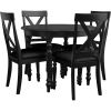 Five Piece Black Wood Dining Set with Four Chairs
