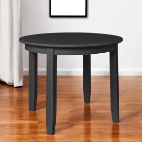 39" Black Solid Wood Round Top Dining Table