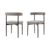 Set of Two Gray And Black Upholstered Polyester Open Back Dining Side Chairs