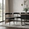 Set of Two Black Upholstered Polyester Open Back Dining Side Chairs