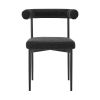 Set of Two Black Upholstered Polyester Open Back Dining Side Chairs
