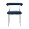 Set of Two Blue And Silver Upholstered Polyester Open Back Dining Side Chairs