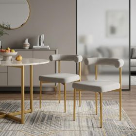 Set of Two Gray And Gold Upholstered Polyester Open Back Dining Side Chairs