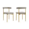 Set of Two Gray And Gold Upholstered Polyester Open Back Dining Side Chairs