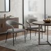 Set of Two Gray And Black Upholstered Polyester Open Back Dining Arm Chairs
