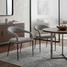 Set of Two Gray And Black Upholstered Polyester Open Back Dining Arm Chairs