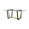 72" Clear And Gold Glass And Iron Sled Base Dining Table