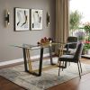 72" Clear And Gold Glass And Iron Sled Base Dining Table