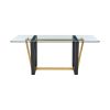 72" Clear And Gold Glass And Iron Sled Base Dining Table