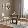 48" Clear And Gold Glass And Iron Sled Base Round Top Dining Table