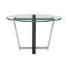 48" Clear And Black Glass And Iron Sled Base Round Top Dining Table