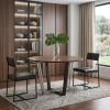 48" Brown And Black Iron Sled Base Round Top Dining Table