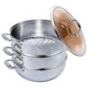 13" Silver Stainless Steel Food Steamer