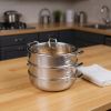 13" Silver Stainless Steel Food Steamer