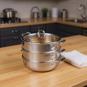 13" Silver Stainless Steel Food Steamer