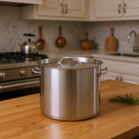 16" Silver Stainless Steel Stock Pot