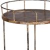 18" Brown Iron Distressed Round Rolling Bar Cart