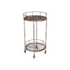 18" Brown Iron Distressed Round Rolling Bar Cart