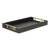 16" Black Wood Faux Shagreen Serving Tray With Handles