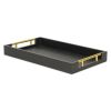 16" Black Wood Faux Shagreen Serving Tray With Handles
