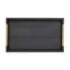 16" Black Wood Faux Shagreen Serving Tray With Handles