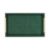 16" Green Wood Wood Faux Shagreen Serving Tray With Handles