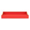 16" Red Wood and Vinyl Faux Shagreen Handmade Serving Tray With Handles