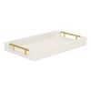 16" Wood Faux Shagreen Serving Tray With Handles