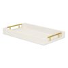 16" Wood Faux Shagreen Serving Tray With Handles