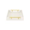 16" Wood Faux Shagreen Serving Tray With Handles