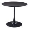36" Black Wood and Steel Pedestal Base Round Top Dining Table