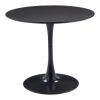 36" Black Wood and Steel Pedestal Base Round Top Dining Table