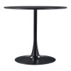 36" Black Wood and Steel Pedestal Base Round Top Dining Table