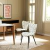 Set of Two White and Black Upholstered Faux Shearling Dining Side Chairs