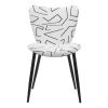 Set of Two White and Black Upholstered Faux Shearling Dining Side Chairs