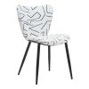 Set of Two White and Black Upholstered Faux Shearling Dining Side Chairs