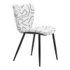 Set of Two White and Black Upholstered Faux Shearling Dining Side Chairs