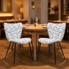 Set of Two White and Black Upholstered Faux Shearling Dining Side Chairs