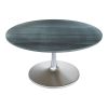 60" Gray and Silver Marble and Aluminum Pedestal Base Round Top Dining Table