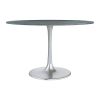 48" Gray and Silver Marble and Aluminum Pedestal Base Round Top Dining Table