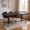 71" Black and Gold Wood and Steel Trestle Base Dining Table