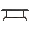 71" Black and Gold Wood and Steel Trestle Base Dining Table