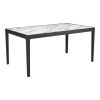 65" White and Black Faux Marble and Solid Wood Dining Table